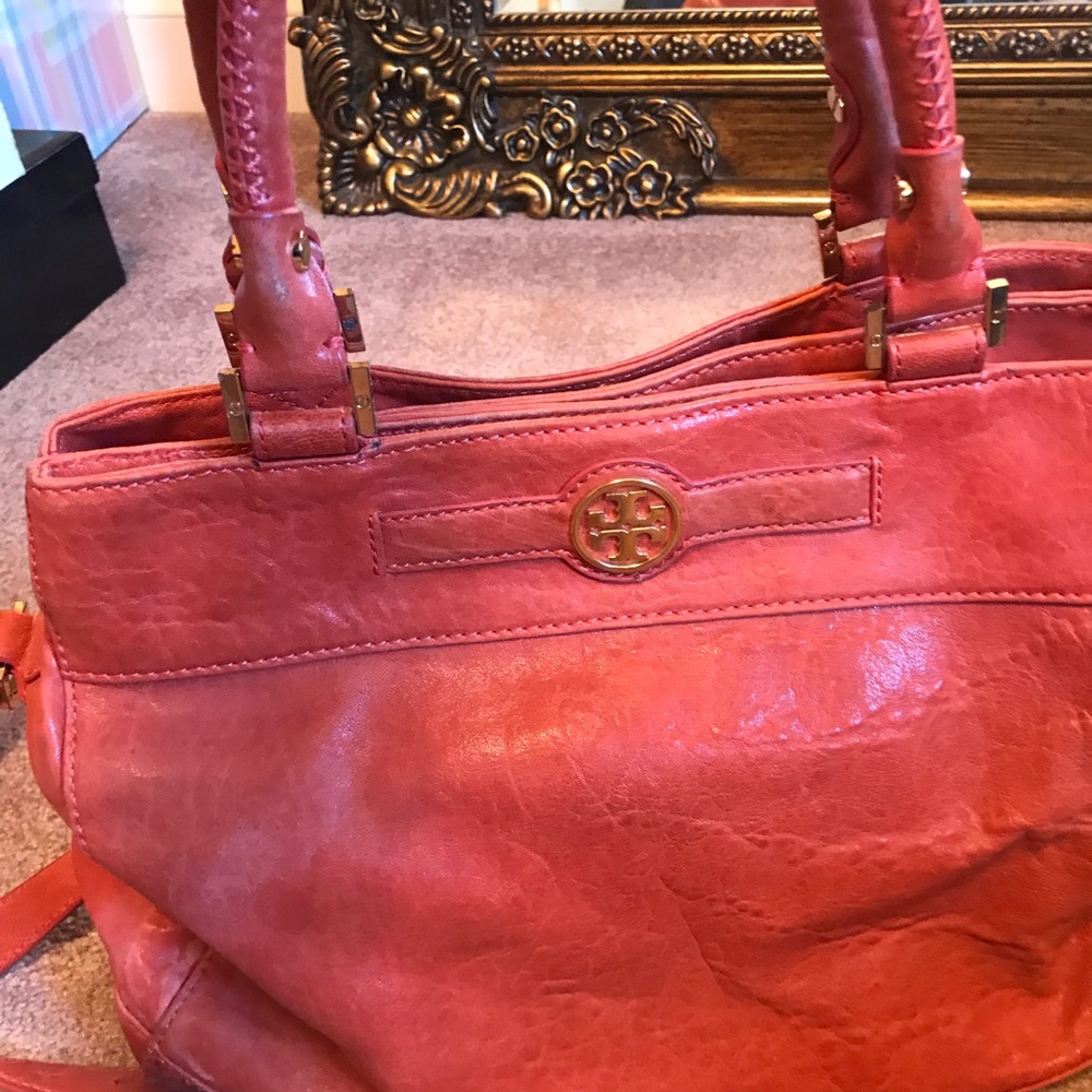 Tory Burch Coral Leather Handbag